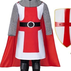 Medieval Knight Costume red and silver for Kids in size 10-12